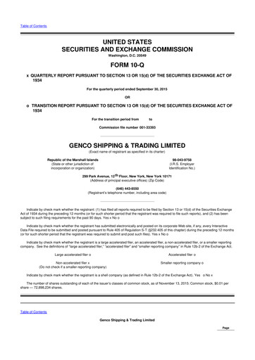 Vorschaubild Genco Shipping & Trading 10-Q Quartalsbericht 2015 