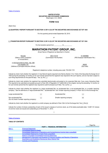 Vorschaubild MARA Holdings
 10-Q Quartalsbericht 2015 