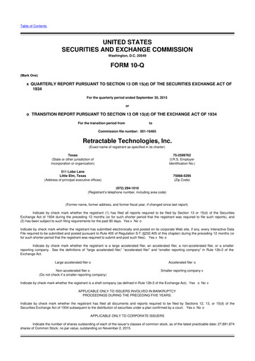 Thumbnail Retractable Technologies 10-Q Quarterly Report FY2015 