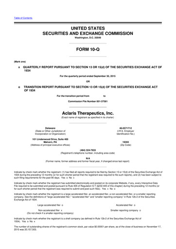 Thumbnail Aclaris Therapeutics 10-Q Quarterly Report FY 