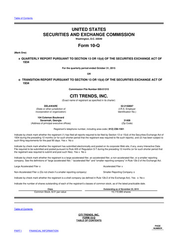 Vorschaubild Citi Trends, Inc. 10-Q Quartalsbericht  