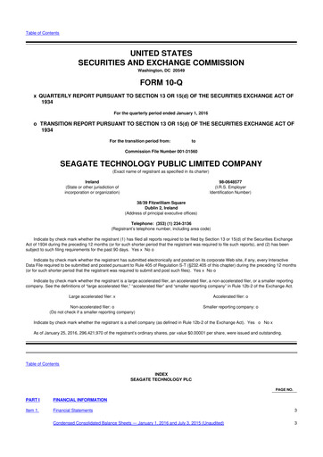 Thumbnail Seagate Technology 10-Q Quarterly Report FY2016 