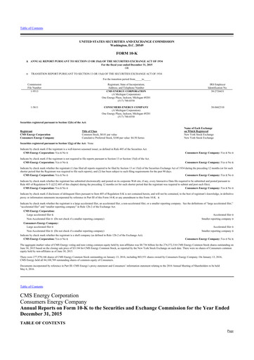 Thumbnail CMS Energy
 10-K Annual Report 2015