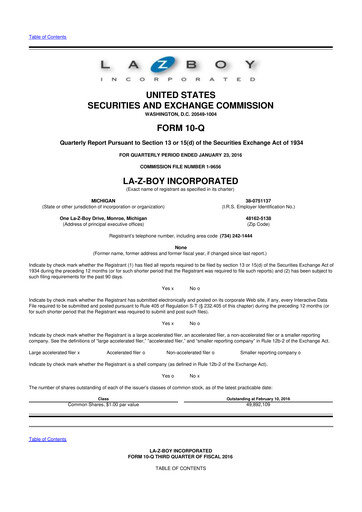 Thumbnail La-Z-Boy
 10-Q Quarterly Report FY2016 