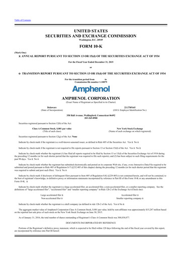 Thumbnail Amphenol 10-K Annual Report 2015