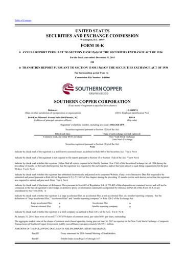 Thumbnail Southern Copper 10-K Annual Report 2015