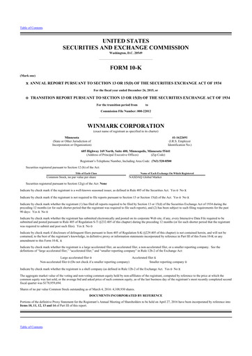 Thumbnail Winmark 10-K Annual Report 2015