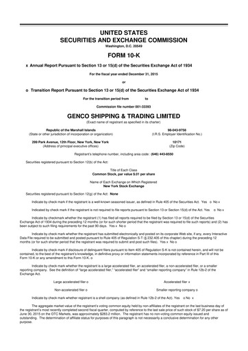 Thumbnail Genco Shipping & Trading 10-K Annual Report 2015