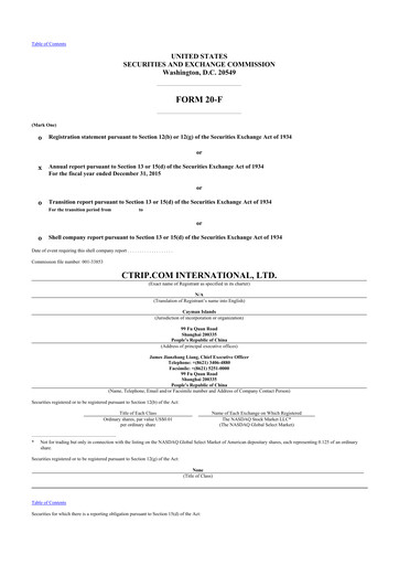 Thumbnail Trip.com 20-F Annual Report 2015