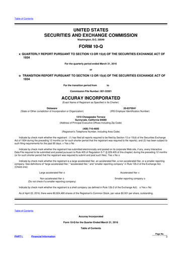 Miniature Accuray 10-Q Rapport trimestriel 2016 