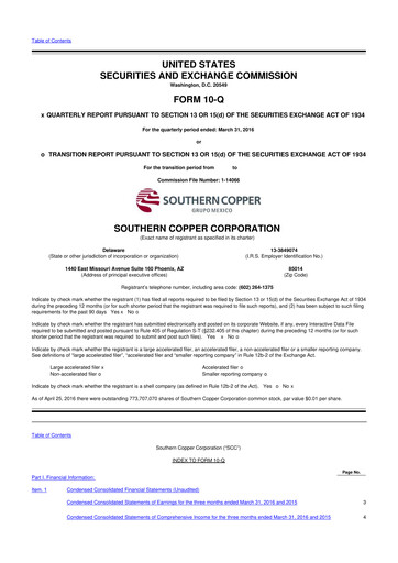 Thumbnail Southern Copper 10-Q Quarterly Report FY2016 