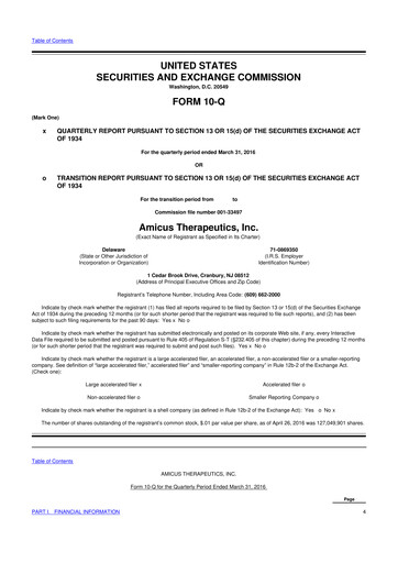 Vorschaubild Amicus Therapeutics
 10-Q Quartalsbericht 2016 
