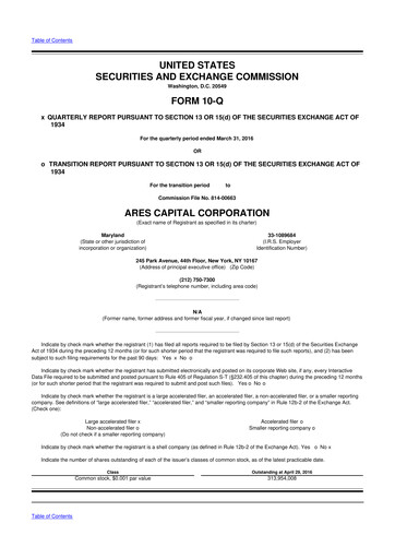 Thumbnail Ares Capital
 10-Q Quarterly Report FY 