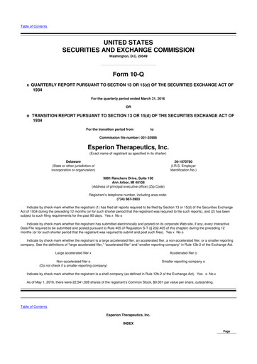 Thumbnail Esperion Therapeutics 10-Q Quarterly Report FY 