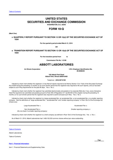 Thumbnail Abbott Laboratories 10-Q Quarterly Report FY2016 