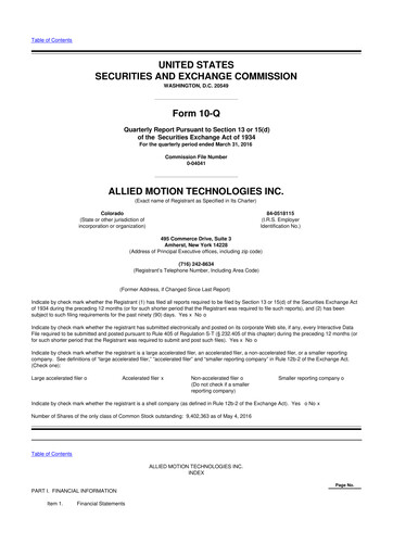 Thumbnail Allient 10-Q Quarterly Report FY2016 