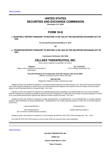 Thumbnail Celldex Therapeutics 10-Q Quarterly Report FY2016 