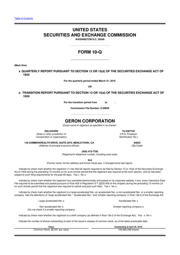 Thumbnail Geron 10-Q Quarterly Report FY2016 