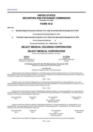 Thumbnail Select Medical Holdings 10-Q Quarterly Report FY2016 