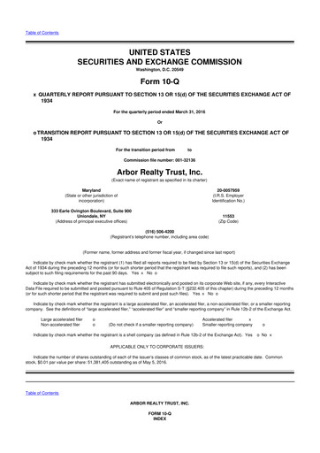 Vorschaubild Arbor Realty Trust
 10-Q Quartalsbericht 2016 