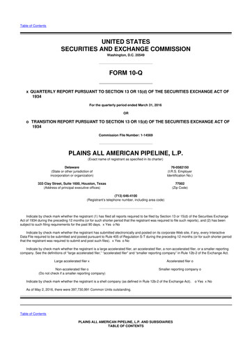 Thumbnail Plains All American Pipeline 10-Q Quarterly Report FY2016 