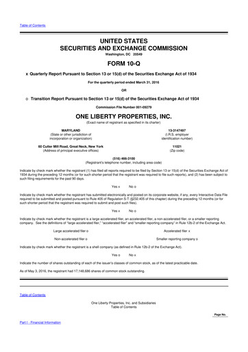 Thumbnail One Liberty Properties 10-Q Quarterly Report FY2016 