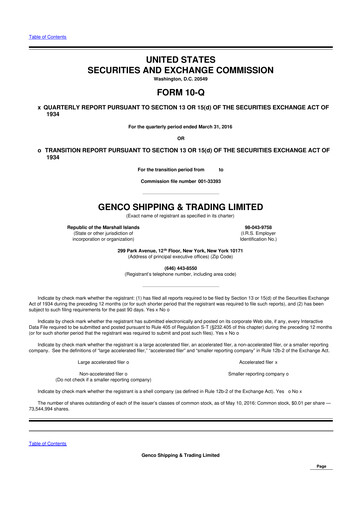 Vorschaubild Genco Shipping & Trading 10-Q Quartalsbericht 2016 