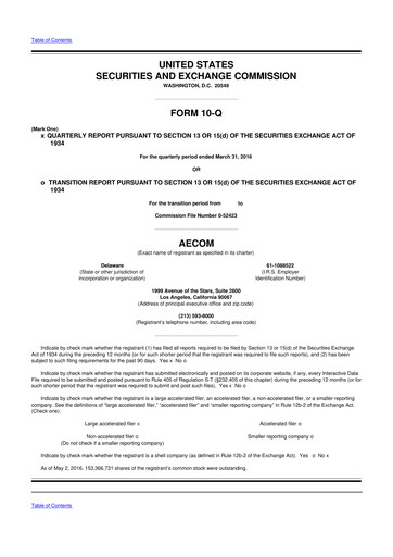 Thumbnail AECOM 10-Q Quarterly Report FY2016 