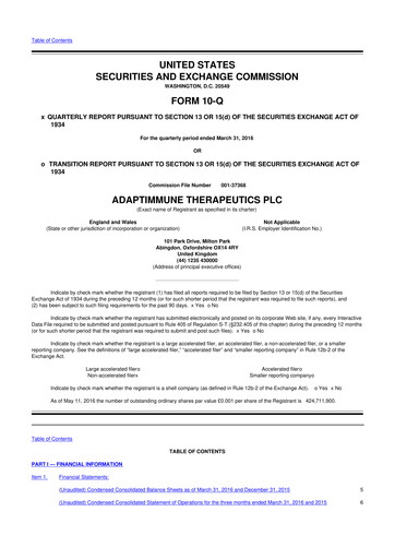 Thumbnail Adaptimmune Therapeutics 10-Q Quarterly Report FY2016 