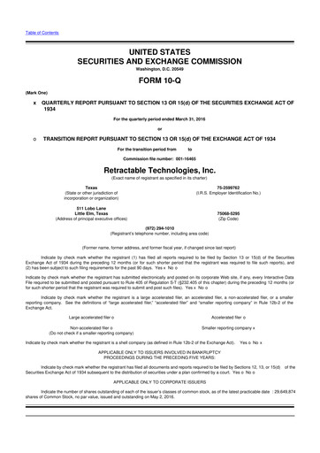 Thumbnail Retractable Technologies 10-Q Quarterly Report FY2016 