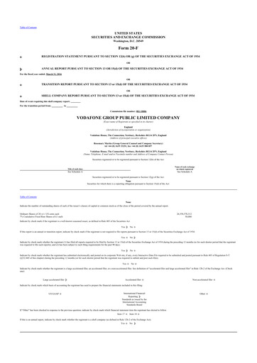 Thumbnail Vodafone 20-F Annual Report 