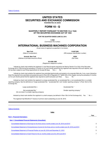 Vorschaubild IBM 10-Q Quartalsbericht 2016 