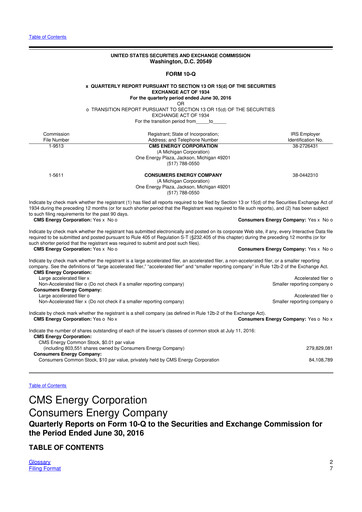 Miniature CMS Energy
 10-Q Rapport trimestriel 2016 