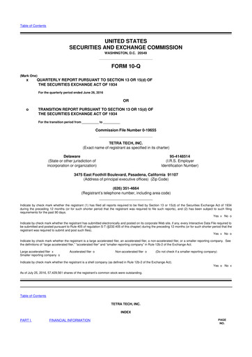Thumbnail Tetra Tech
 10-Q Quarterly Report FY2016 