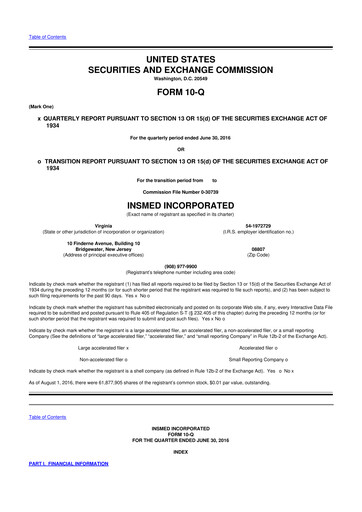 Vorschaubild Insmed 10-Q Quartalsbericht 2016 