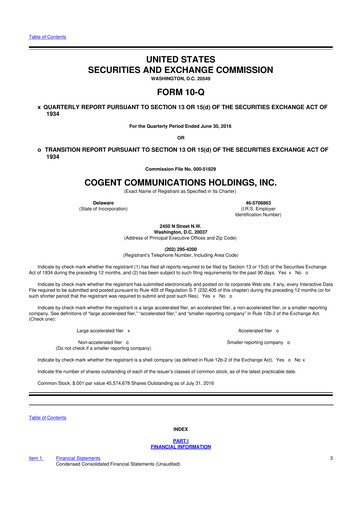 Thumbnail Cogent Communications
 10-Q Quarterly Report FY2016 