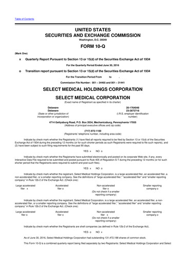Thumbnail Select Medical Holdings 10-Q Quarterly Report FY2016 