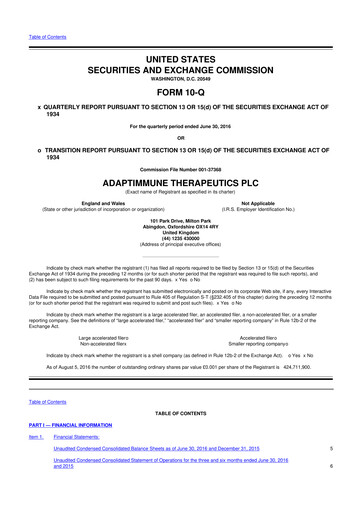 Thumbnail Adaptimmune Therapeutics 10-Q Quarterly Report FY2016 