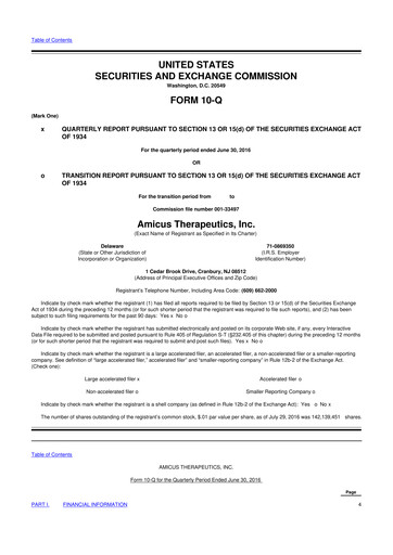 Vorschaubild Amicus Therapeutics
 10-Q Quartalsbericht 2016 