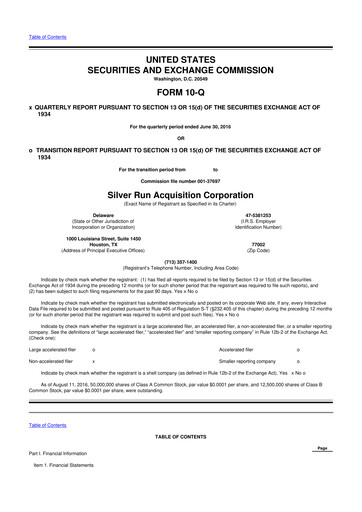 Miniature Permian Resources 10-Q Rapport trimestriel 2016 