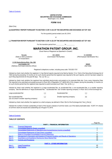 Vorschaubild MARA Holdings
 10-Q Quartalsbericht 2016 