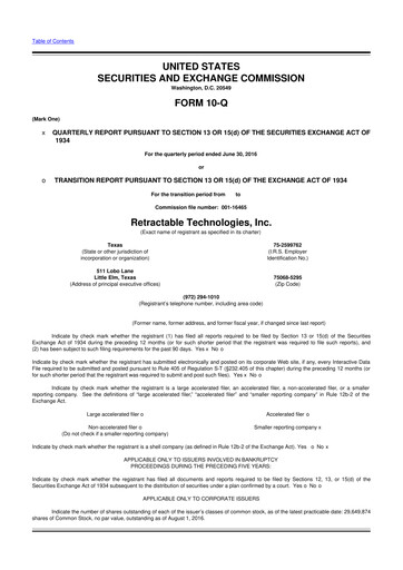 Thumbnail Retractable Technologies 10-Q Quarterly Report FY2016 