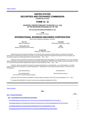 Vorschaubild IBM 10-Q Quartalsbericht 2016 
