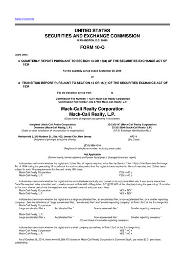 Thumbnail Veris Residential 10-Q Quarterly Report FY2016 