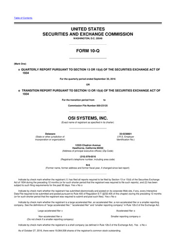 Thumbnail OSI Systems
 10-Q Quarterly Report FY2017 