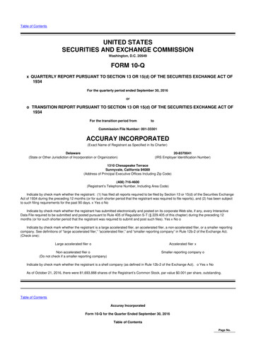 Miniature Accuray 10-Q Rapport trimestriel 2017 