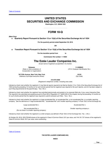 Miniature Estee Lauder 10-Q Rapport trimestriel 2017 