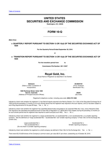 Vorschaubild Royal Gold
 10-Q Quartalsbericht 2017 