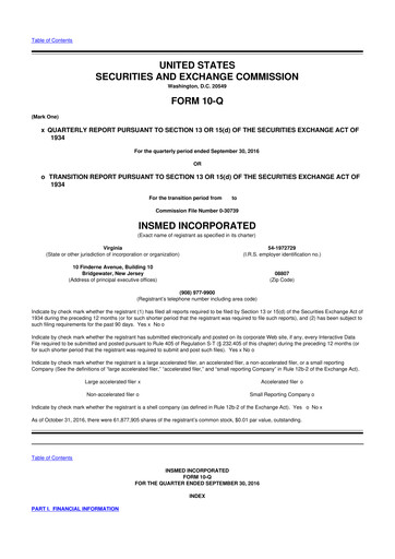 Vorschaubild Insmed 10-Q Quartalsbericht 2016 