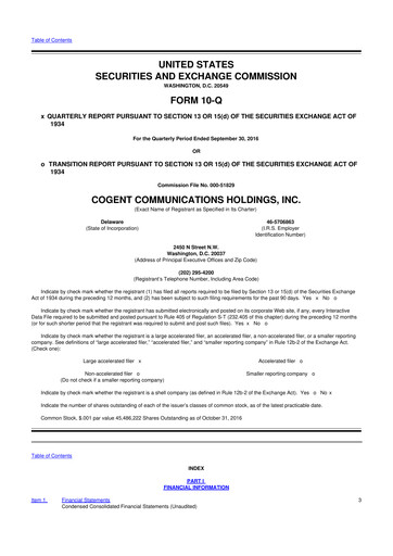 Thumbnail Cogent Communications
 10-Q Quarterly Report FY2016 